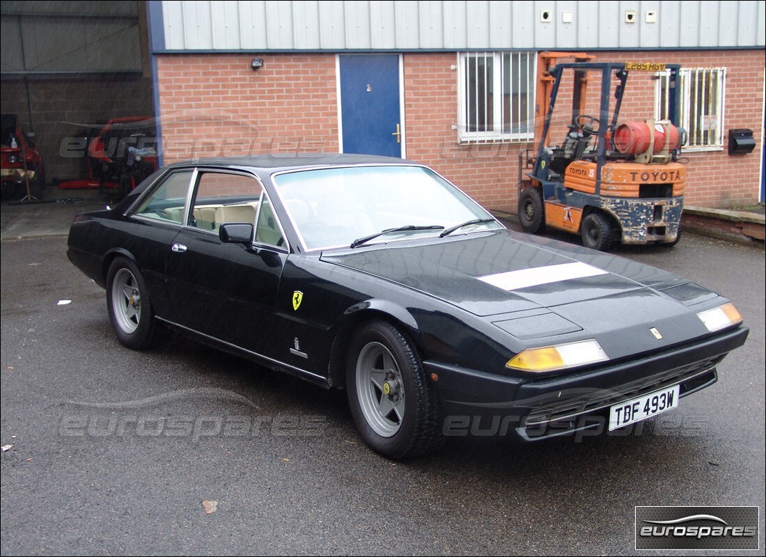 Ferrari 400i (1983 Mechanical) getting ready to be stripped for parts at Eurospares