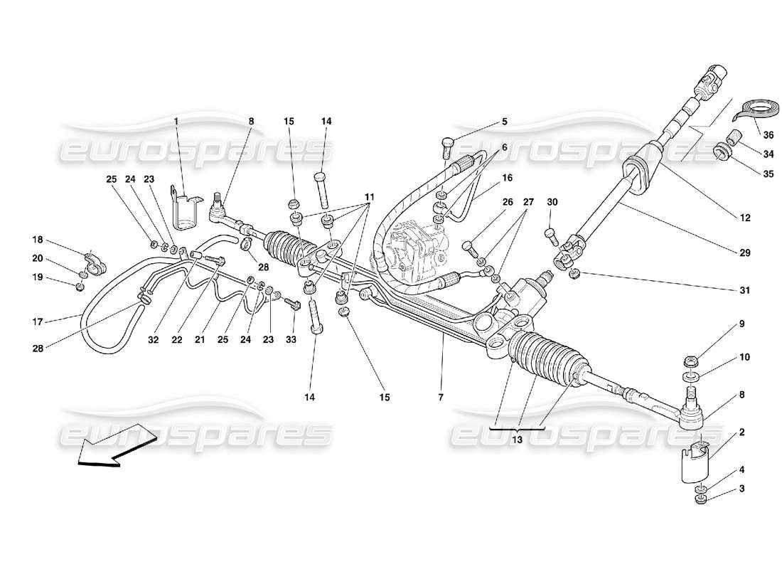 Ferrari 456 M GT/M GTA Hydraulic Steering Box and Serpentine -Not for GD Parts Diagram