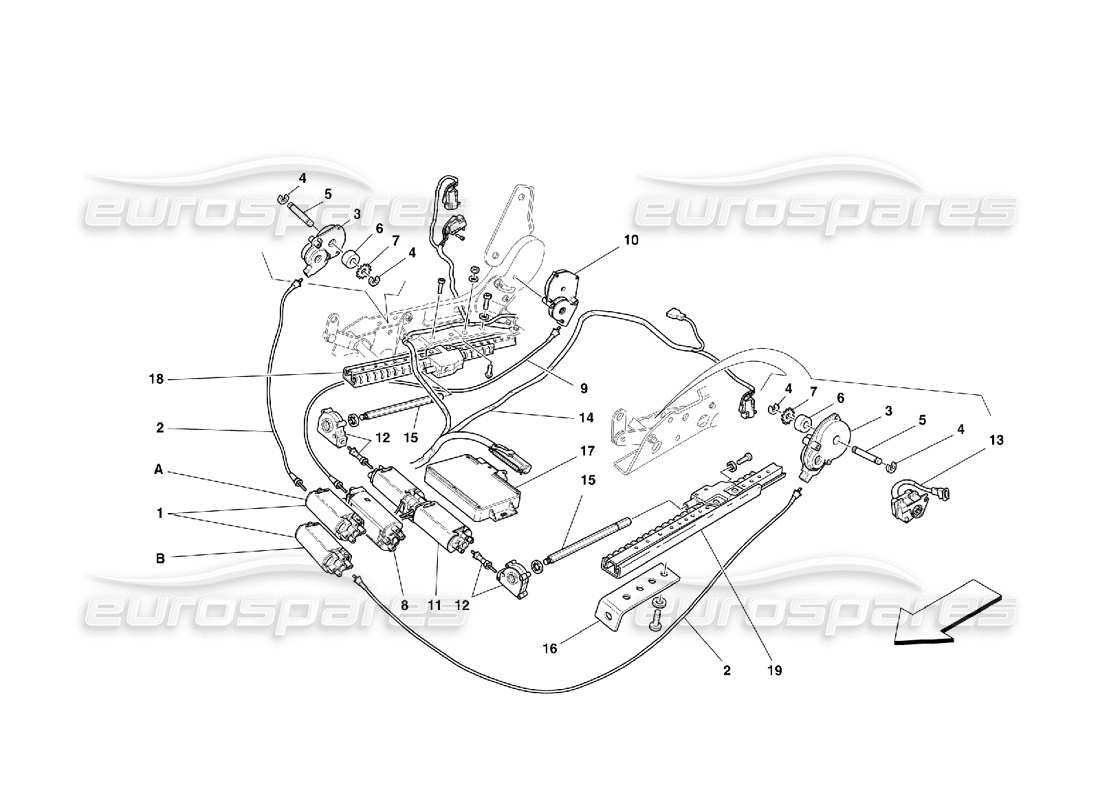 Ferrari 456 M GT/M GTA Front Seat Movement System Part Diagram