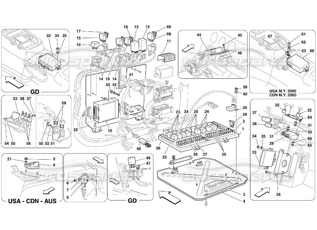 Ferrari 456 M GT/M GTA Electrical Boards Parts Diagram