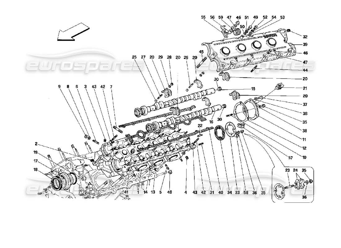 Ferrari Mondial 3.4 t Coupe/Cabrio LH Cylinder Head Parts Diagram