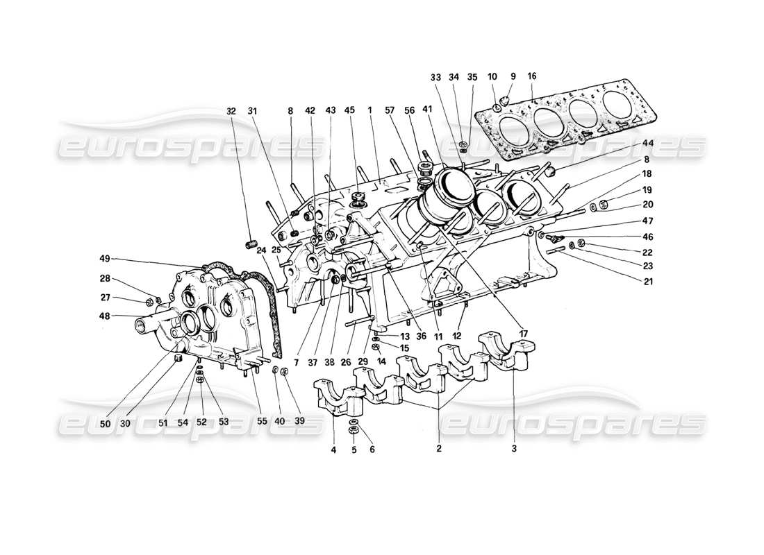 Ferrari 308 (1981) GTBi/GTSi crankcase Parts Diagram