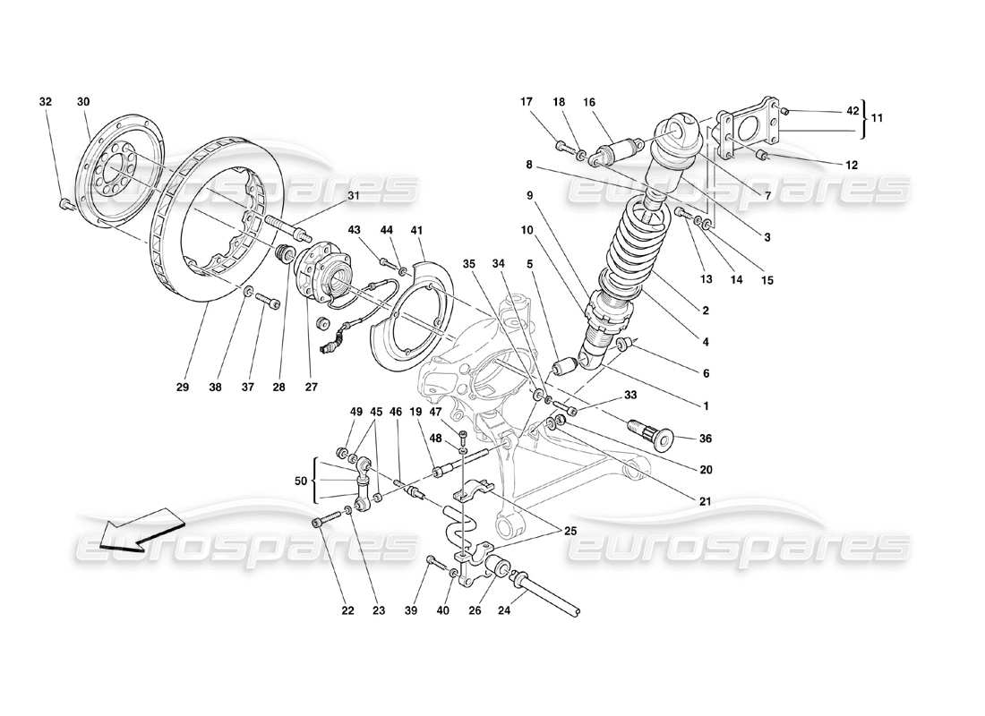 Ferrari 360 Challenge (2000) Front Suspension - Shock Absorber and Brake Disc Parts Diagram