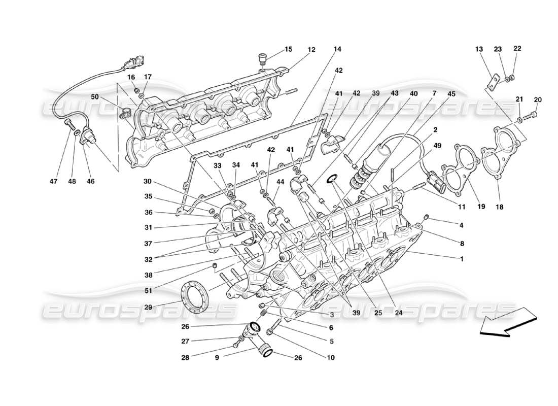 Ferrari 360 Challenge Stradale RH Cylinder Head Part Diagram