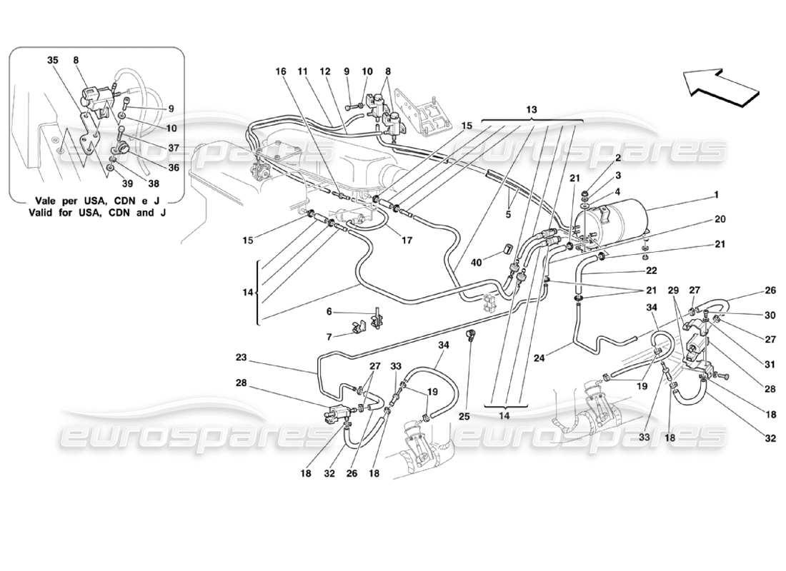 Ferrari 360 Challenge Stradale pneumatics actuator system Parts Diagram
