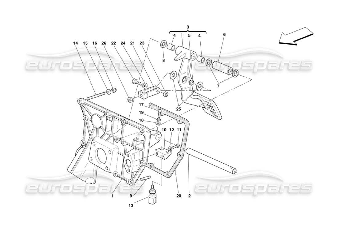 Ferrari 360 Challenge Stradale Pedals Parts Diagram