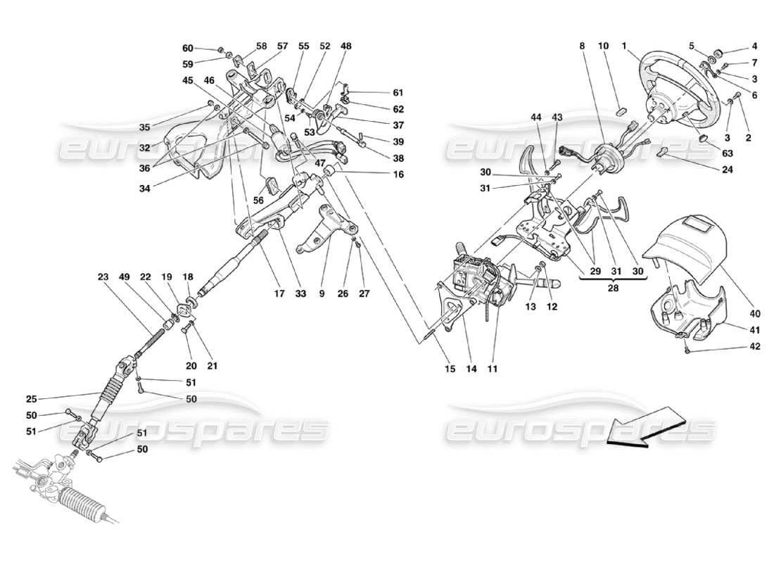 Ferrari 360 Challenge Stradale Steering Column Parts Diagram