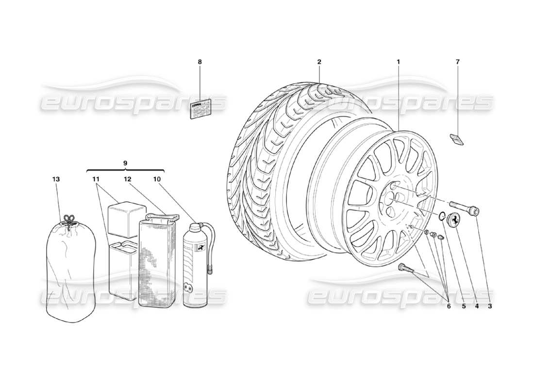 Ferrari 360 Challenge Stradale Wheels Part Diagram