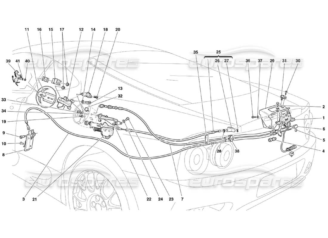 Ferrari 360 Challenge Stradale Opening Devices for Engine Bonnet and Gas Door Parts Diagram