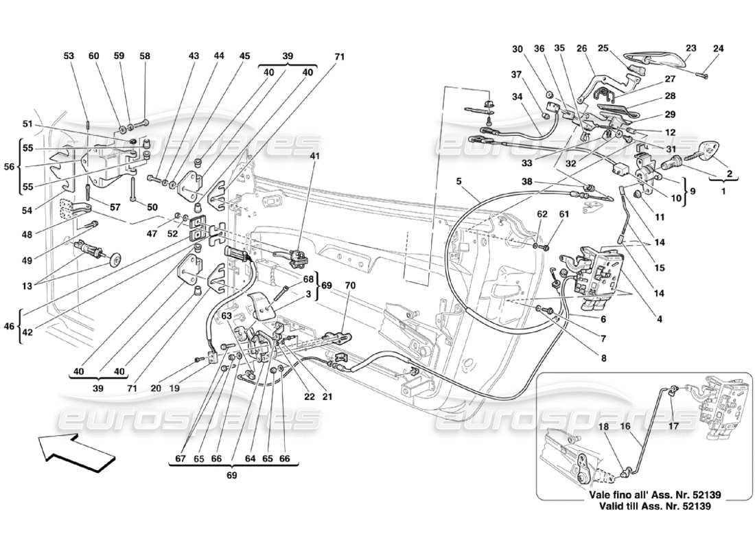 Ferrari 360 Challenge Stradale Doors - Opening Control and Hinges Parts Diagram