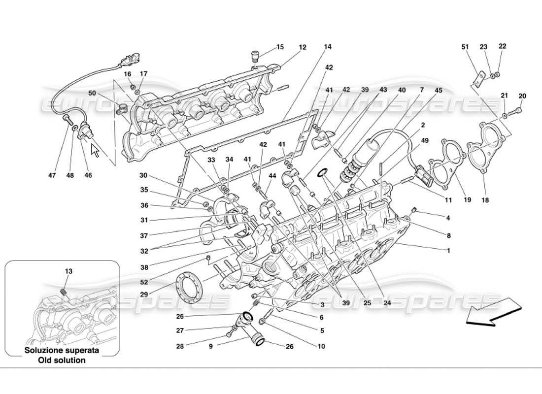 Ferrari 360 Modena RH Cylinder Head Parts Diagram