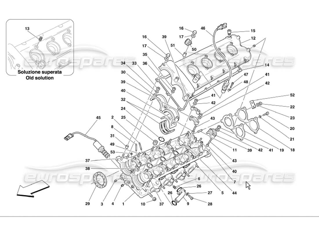 Ferrari 360 Modena LH Cylinder Head Part Diagram