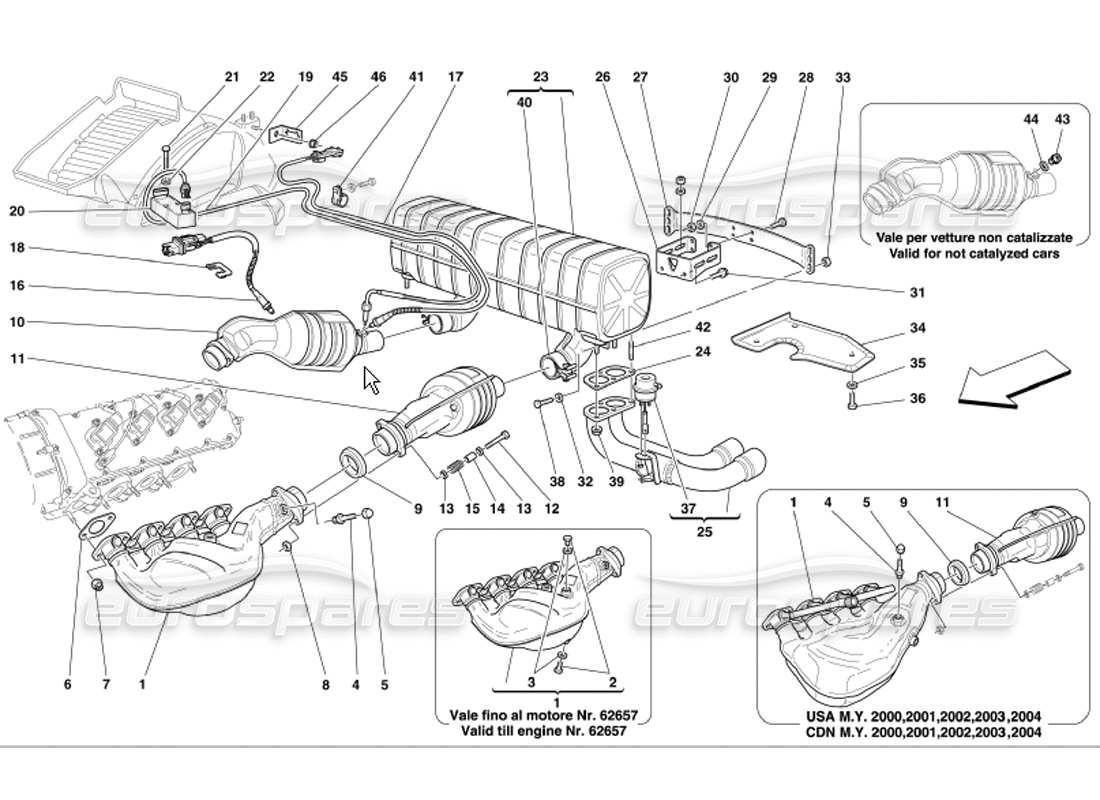 Ferrari 360 Modena Exhaust System Part Diagram