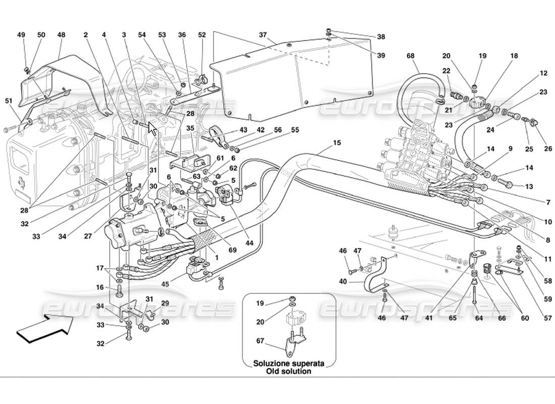 Ferrari 360 Modena F1 Clutch Hydraulic Control Parts Diagram