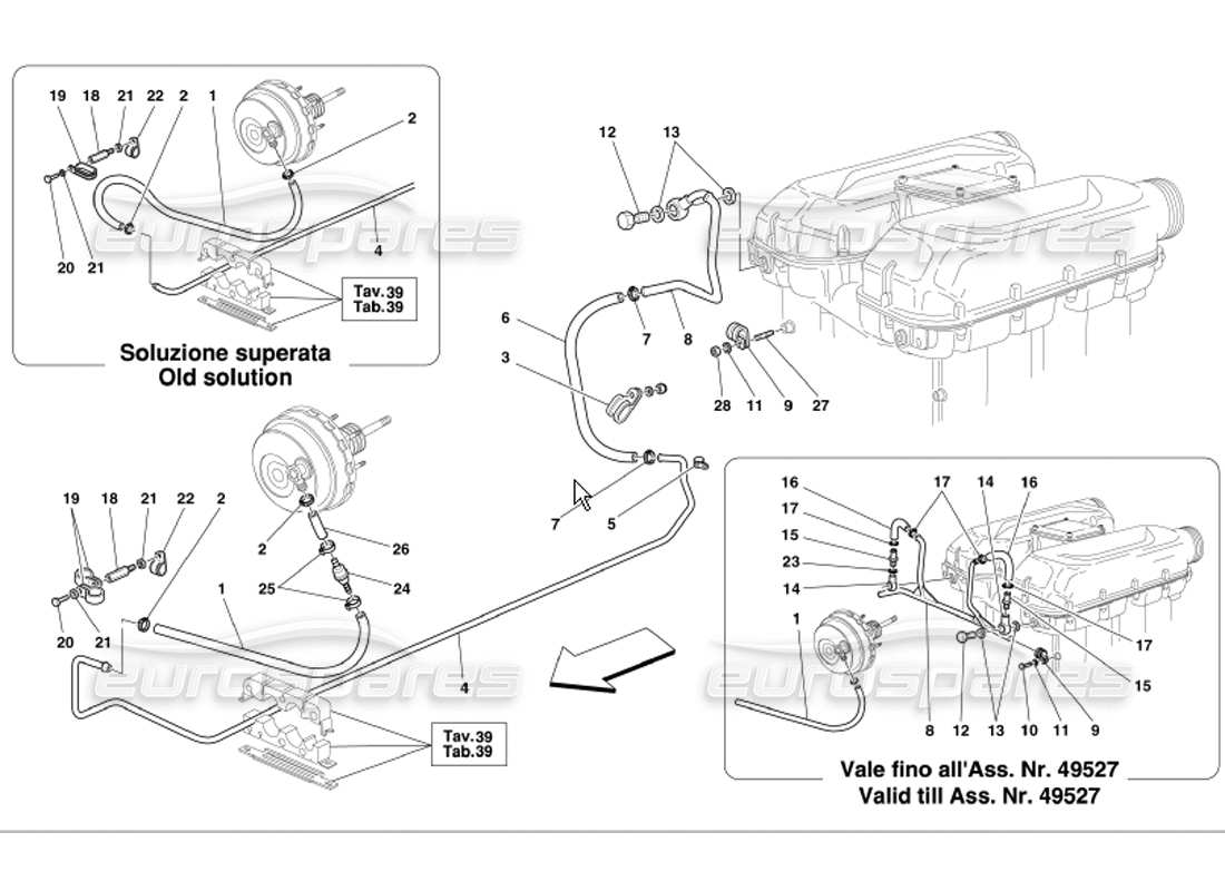 Ferrari 360 Modena Brake Booster System Parts Diagram