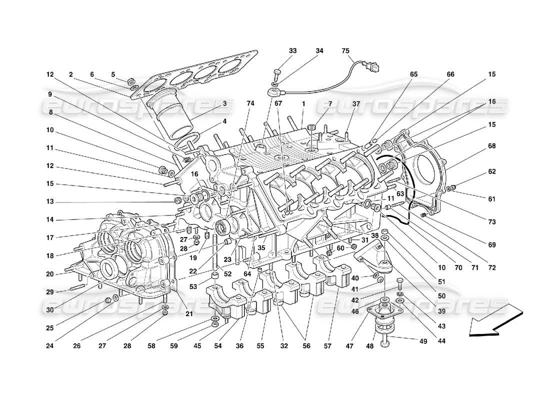 Ferrari 355 (5.2 Motronic) crankcase Part Diagram