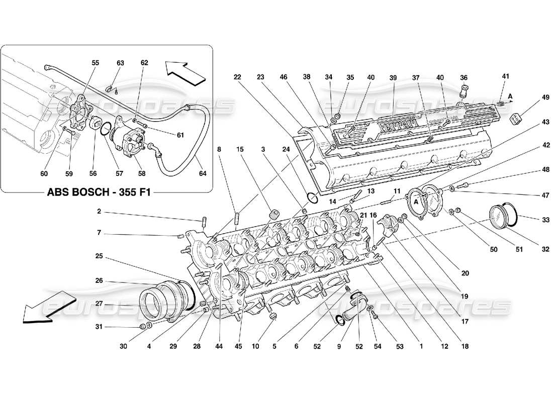 Ferrari 355 (5.2 Motronic) LH Cylinder Head Parts Diagram