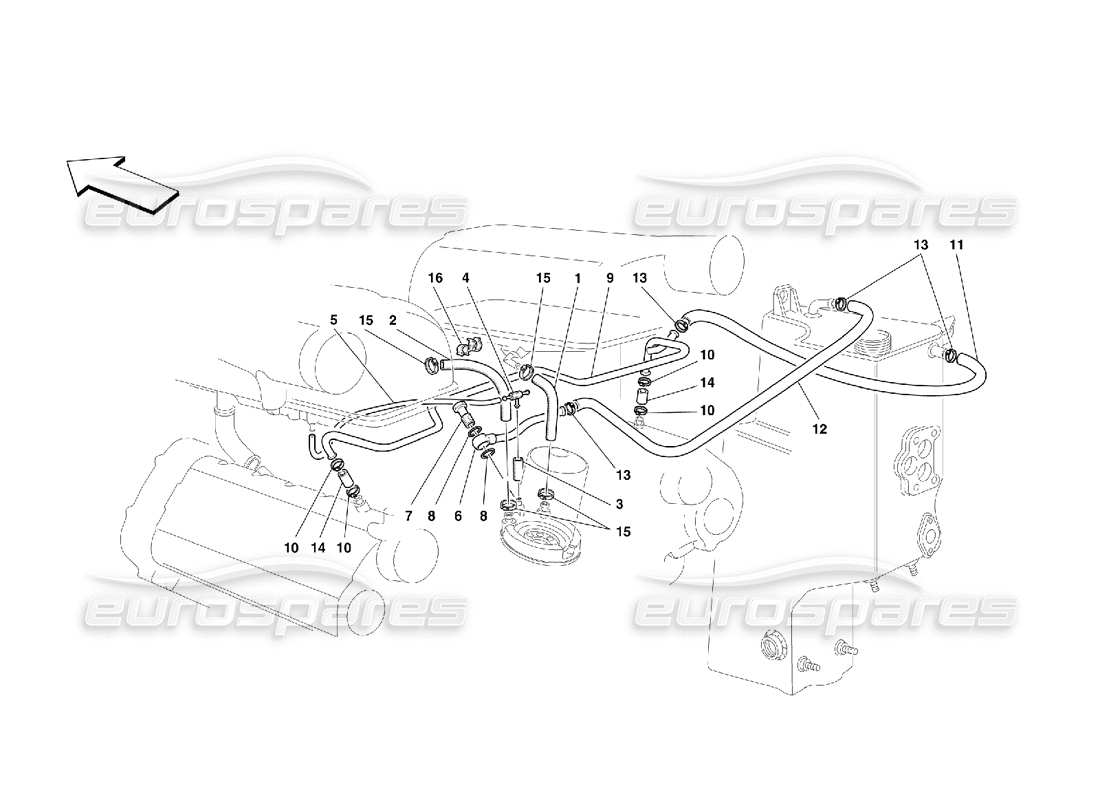 Ferrari 355 (5.2 Motronic) Blow - By System Parts Diagram