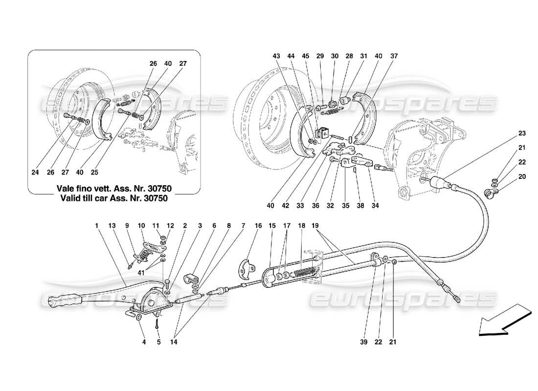 Ferrari 355 (5.2 Motronic) Hand-Brake Control Part Diagram