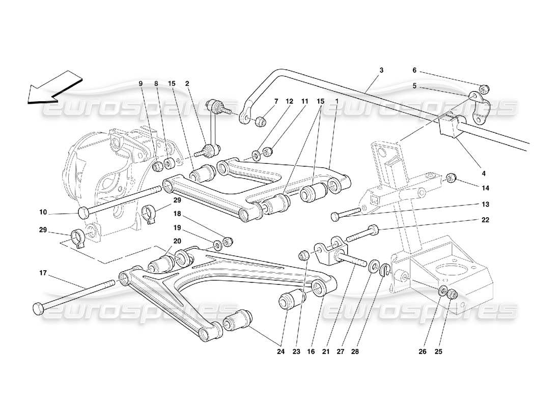Ferrari 355 (5.2 Motronic) Rear Suspension - Wishbones Parts Diagram