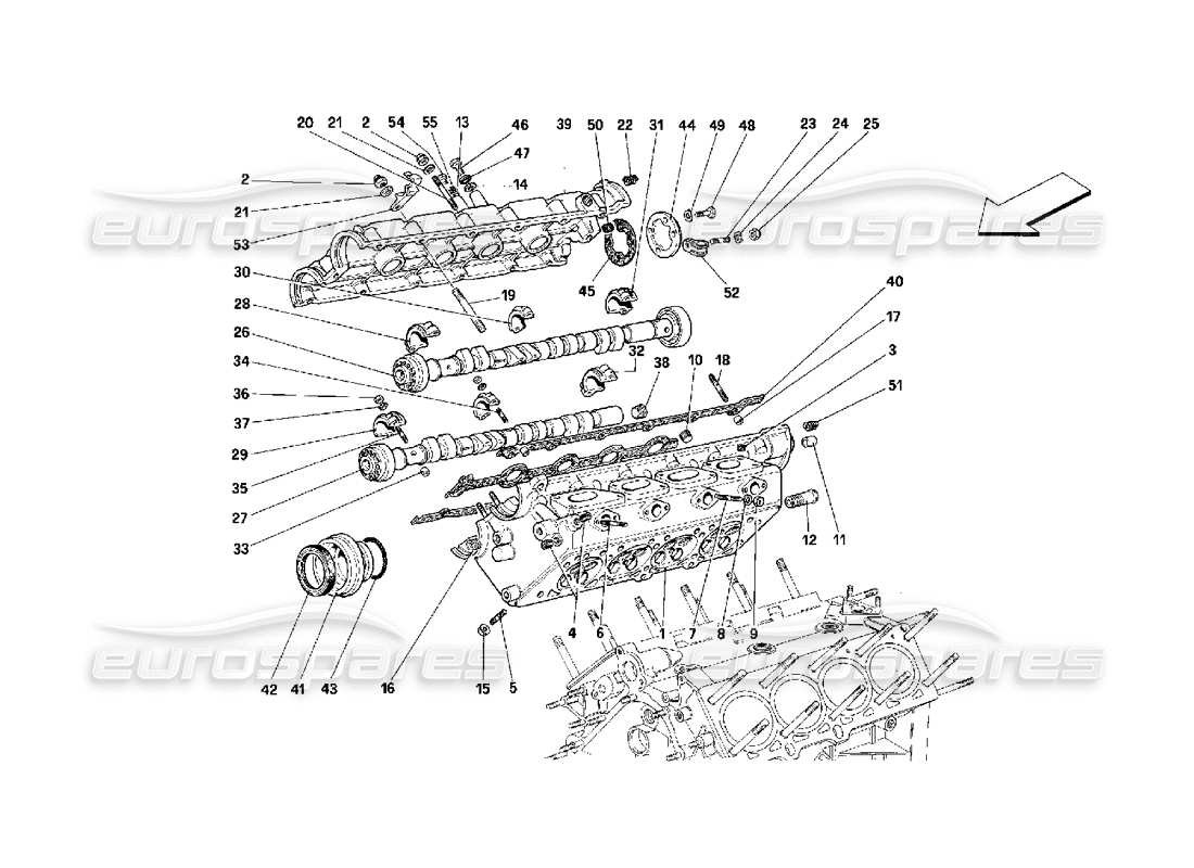 Ferrari 348 (2.7 Motronic) RH Cylinder Head Parts Diagram