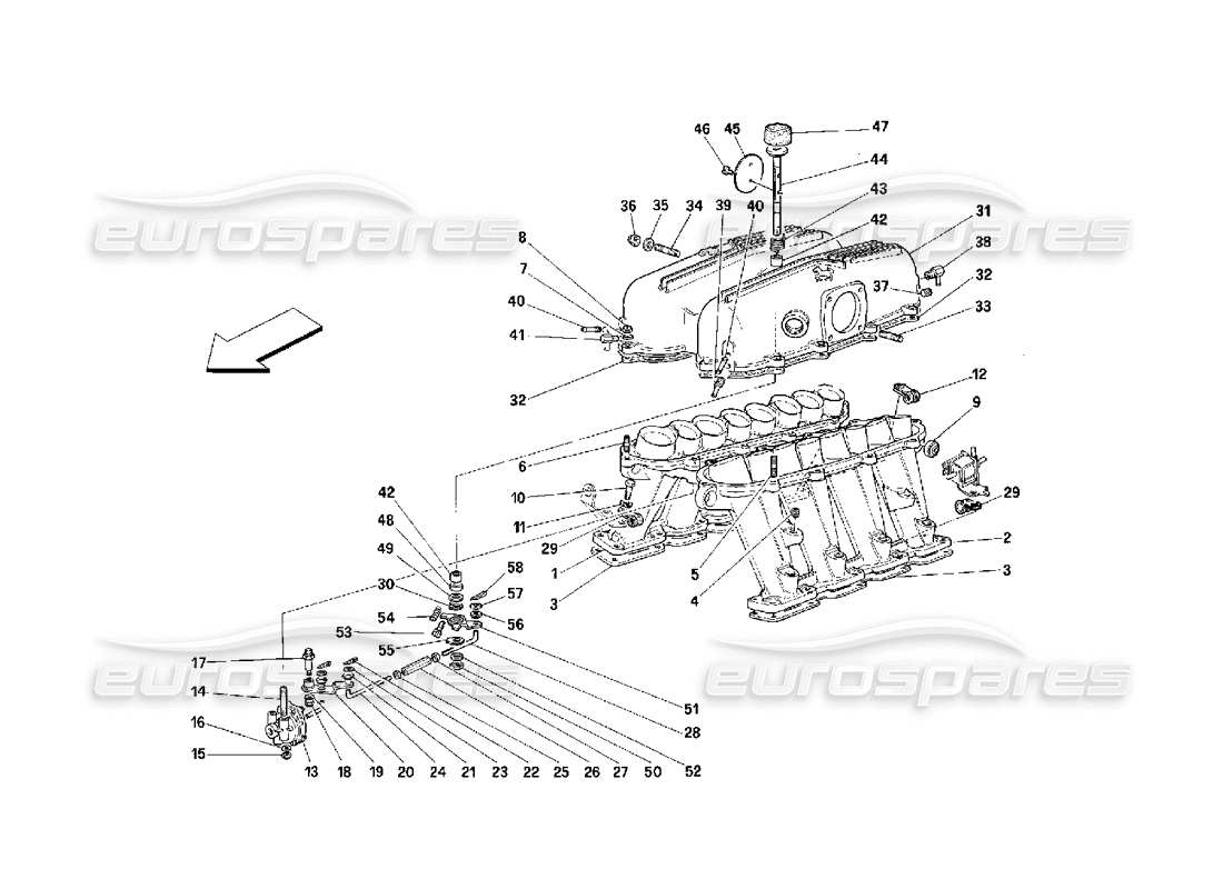Ferrari 348 (2.7 Motronic) manifolds and covers Parts Diagram
