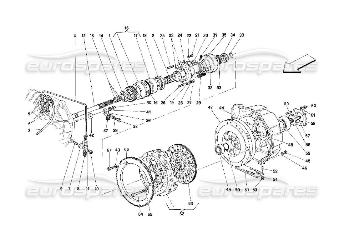Ferrari 348 (2.7 Motronic) Clutch and Controls Parts Diagram