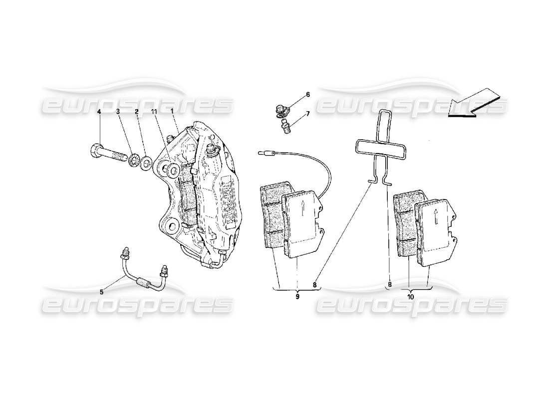 Ferrari 348 (2.7 Motronic) Calipers for Front and Rear Brakes Parts Diagram