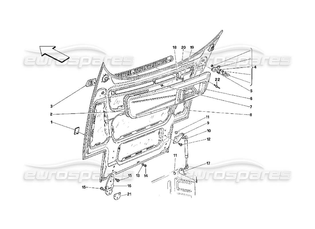 Ferrari 348 (2.7 Motronic) Front Hood Parts Diagram