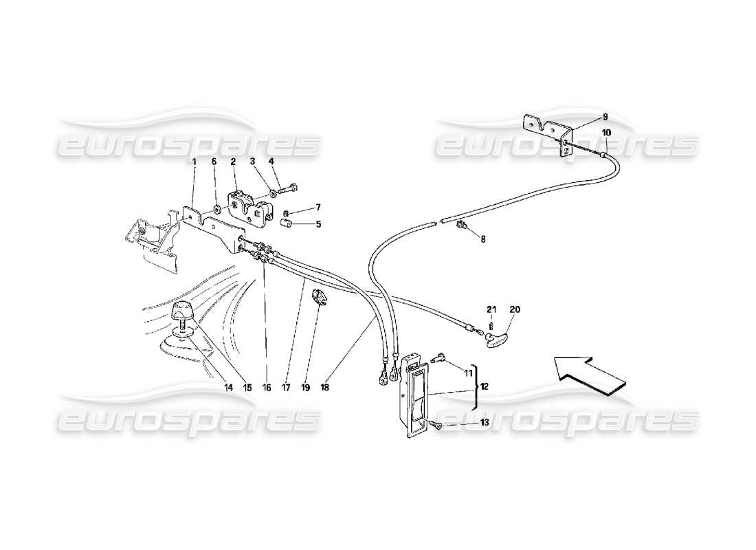 Ferrari 348 (2.7 Motronic) Opening Device for Front Hood Parts Diagram