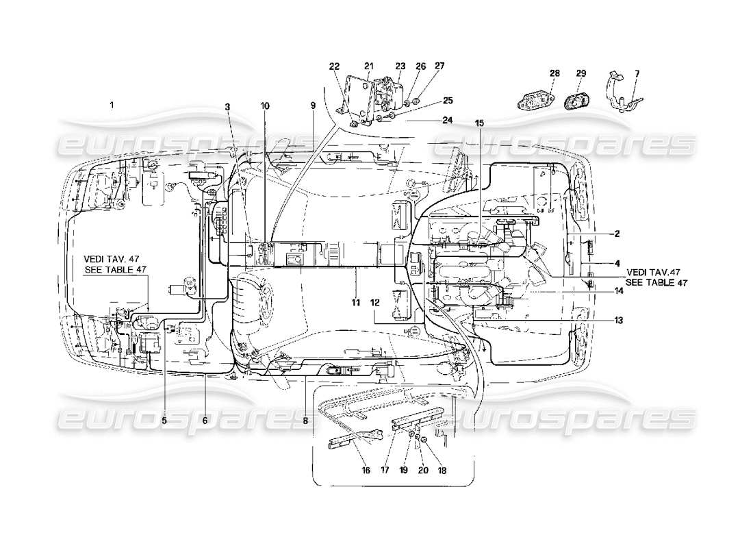 Ferrari 348 (2.7 Motronic) electrical system Parts Diagram