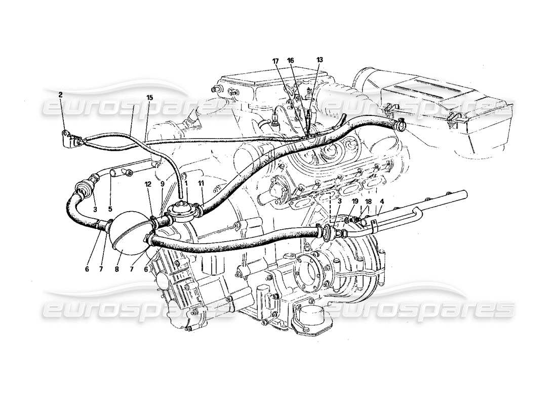 Ferrari 328 (1985) Air Injection (for CH Version) Parts Diagram