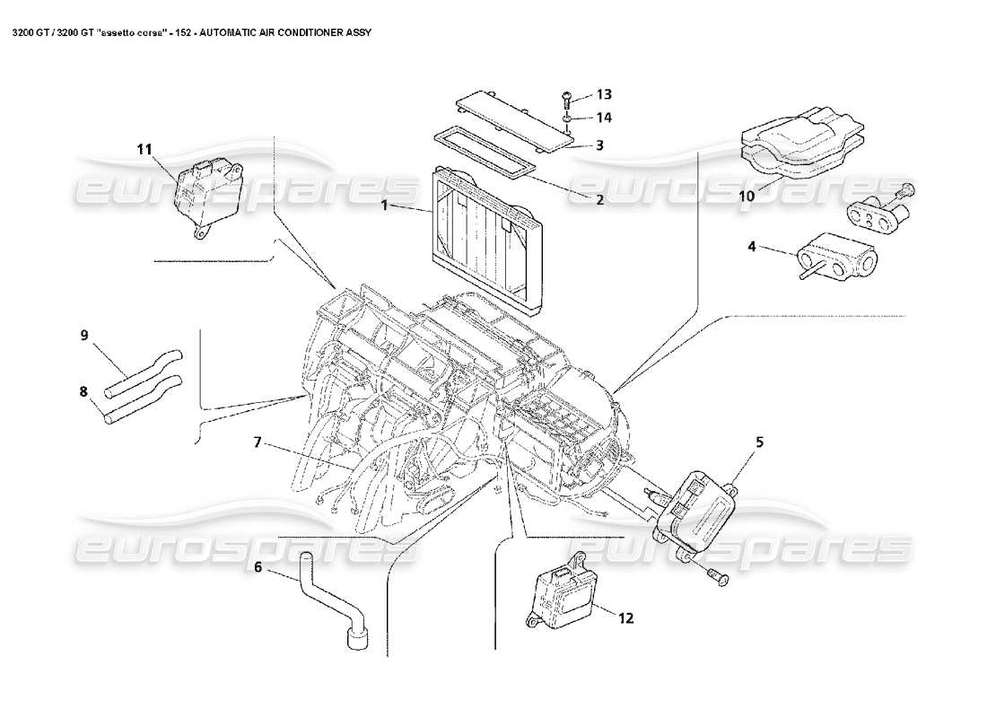 Maserati 3200 GT/GTA/Assetto Corsa Air Conditioner Assy: 1 Parts Diagram