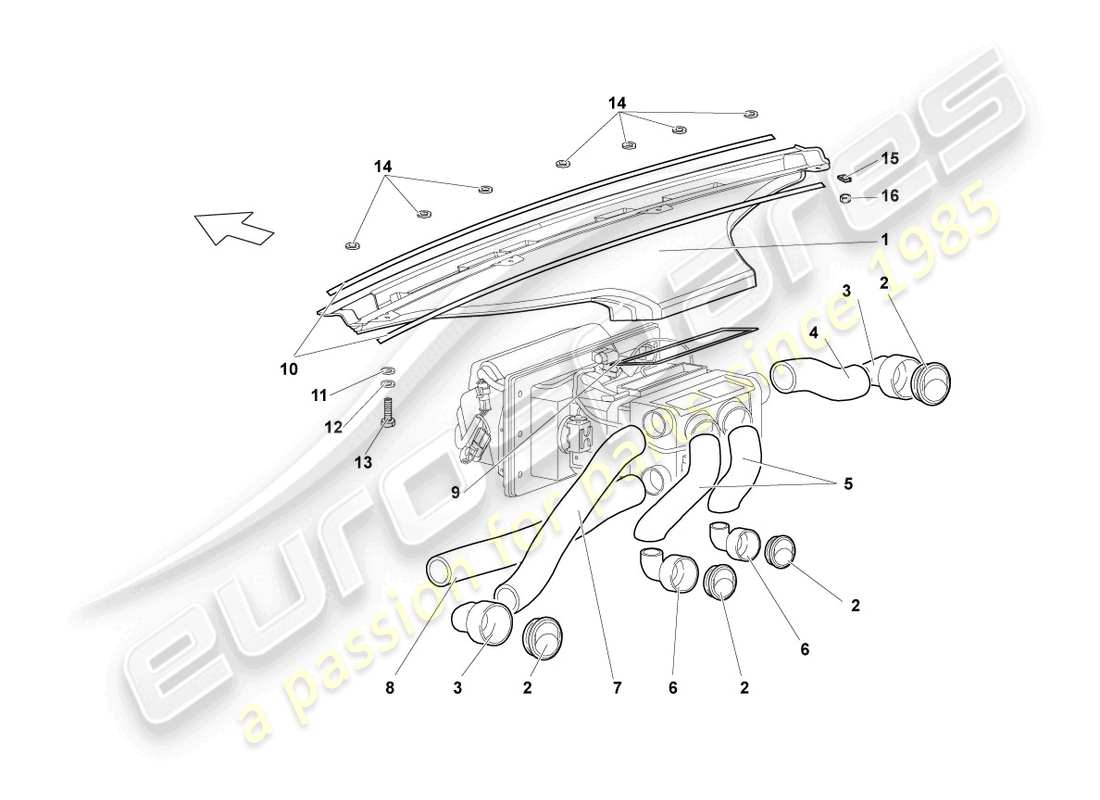 Lamborghini Reventon AIR AND FOOTWELL HEATER DUCTS, AIR HOSES AND VENTS Parts Diagram