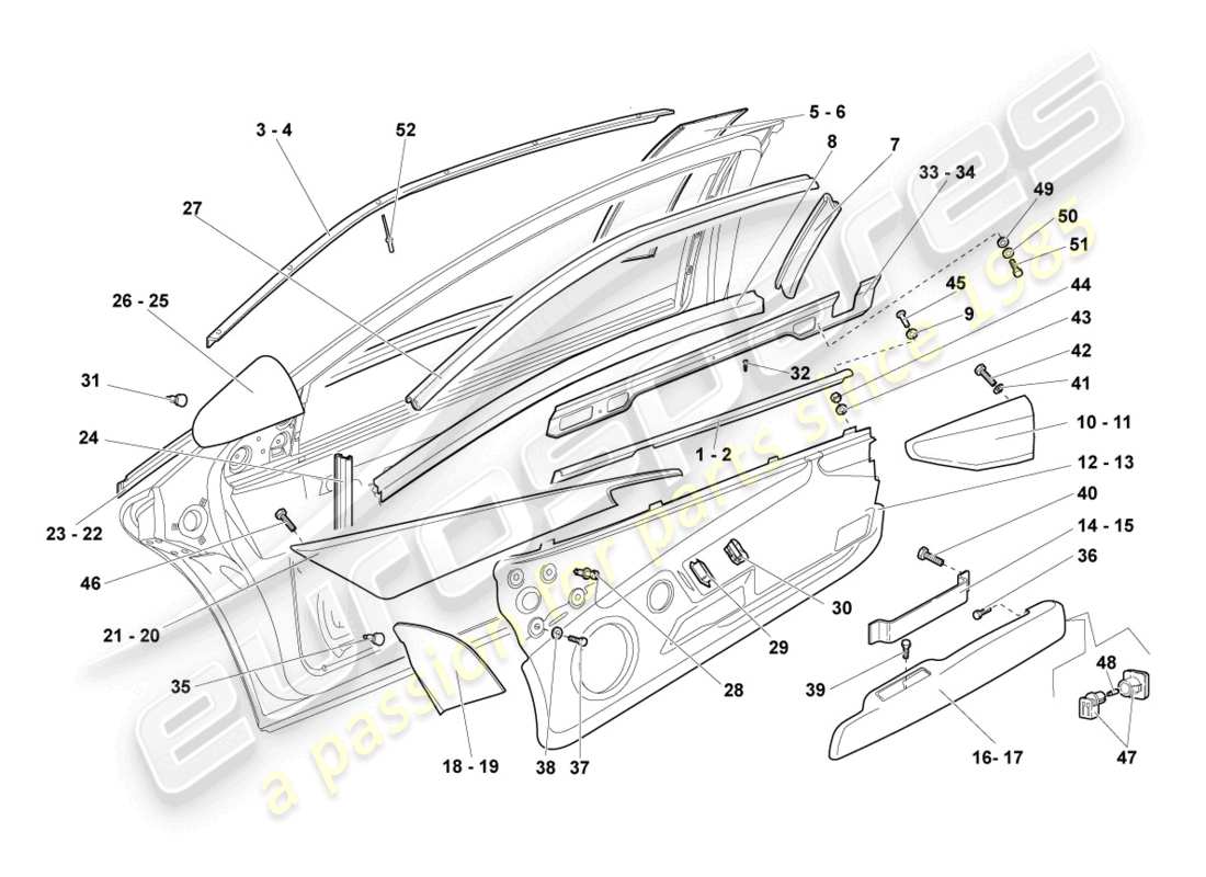 Lamborghini Reventon WINDOW GUIDE Parts Diagram