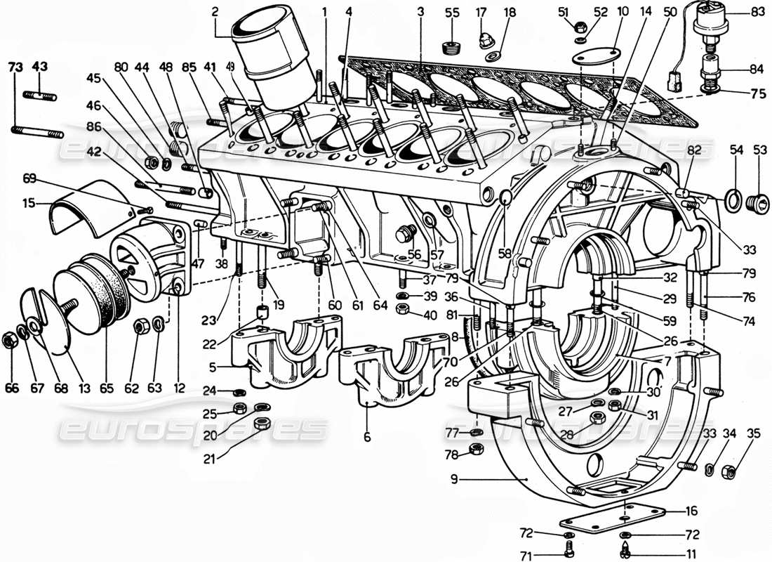 Ferrari 365 GTC4 (Mechanical) Engine Block - Revision Parts Diagram