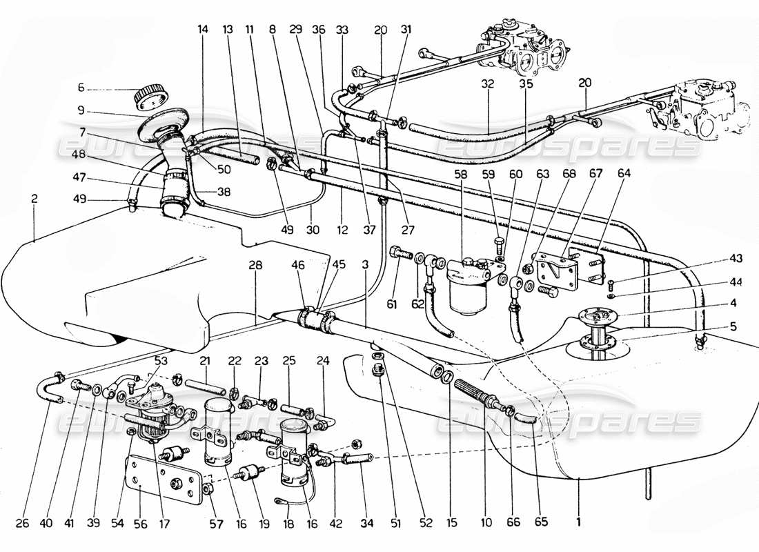 Ferrari 365 GTC4 (Mechanical) fuel system Parts Diagram