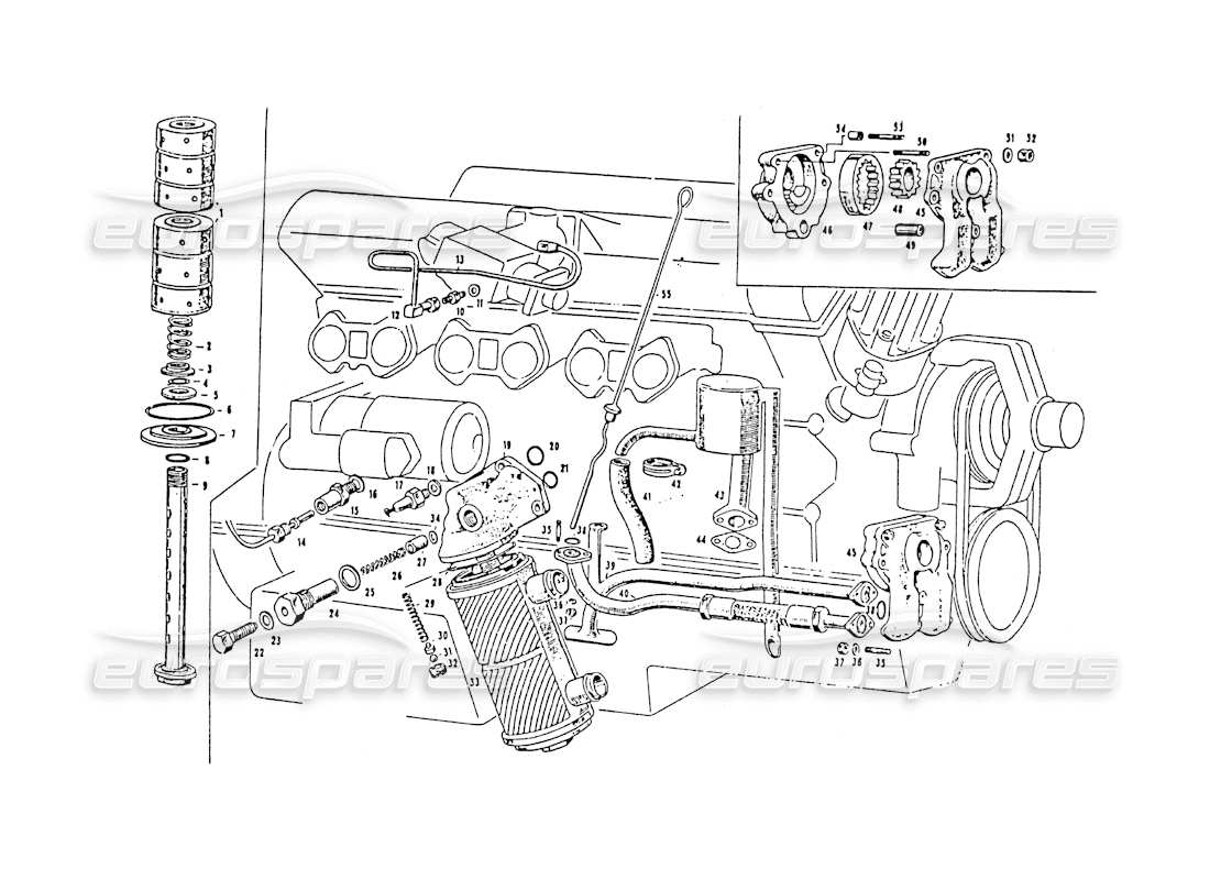 Maserati 3500 GT Engine Lubrification Parts Diagram