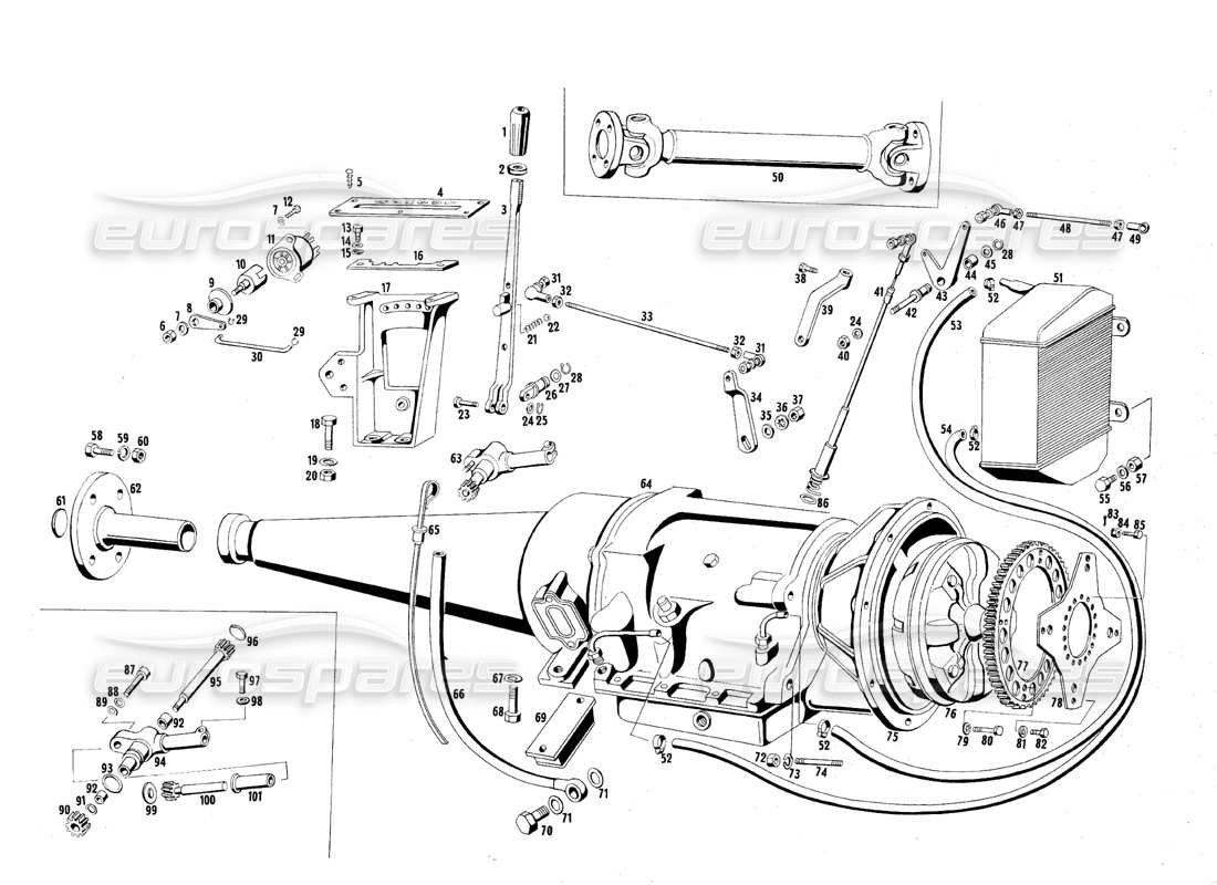 Maserati QTP.V8 4.7 (S1 & S2) 1967 AUTOMATIC TRANSMISSION Parts Diagram