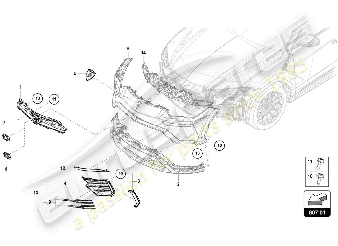 Lamborghini Urus (2020) INSERT FOR BUMPER FRONT Parts Diagram