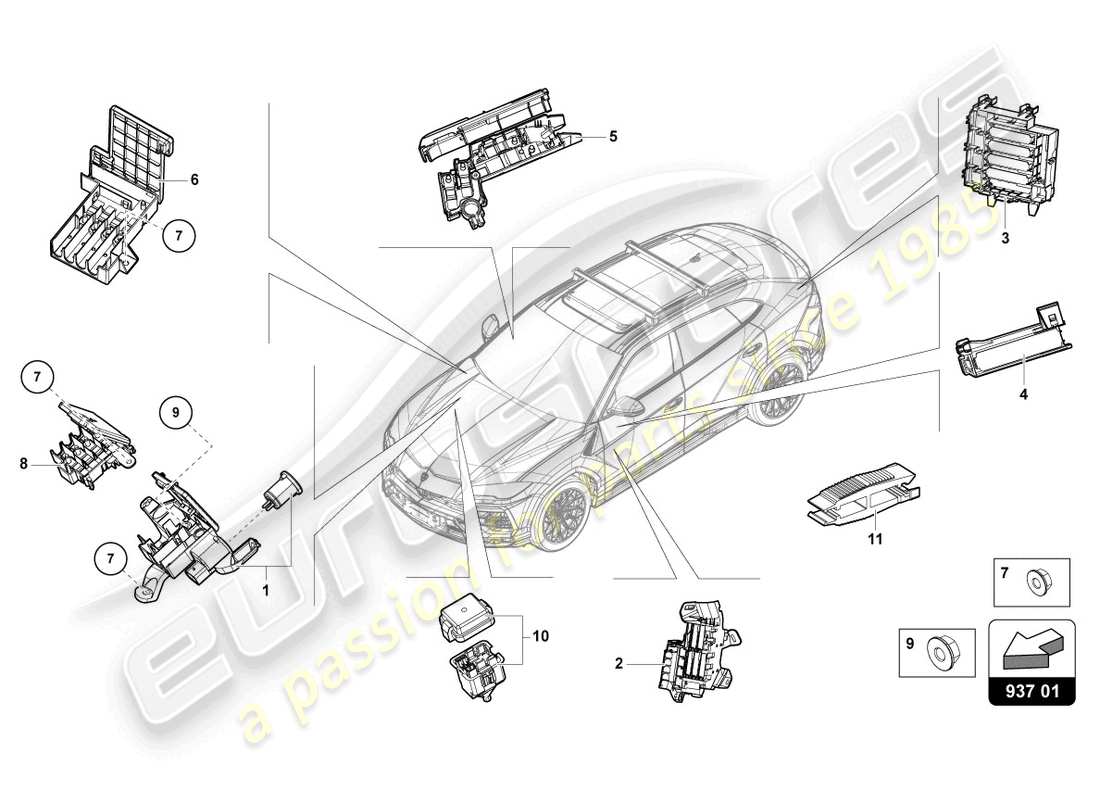 Lamborghini Urus (2020) FUSE BOX Parts Diagram