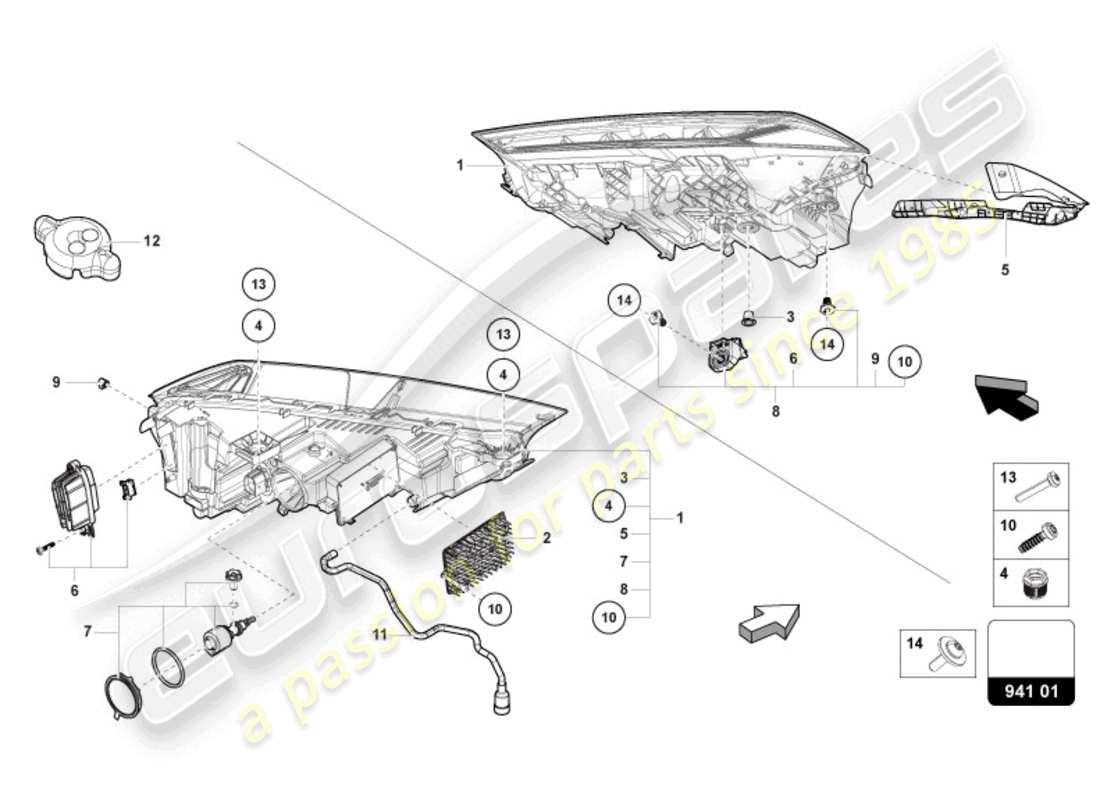 Lamborghini Urus (2020) LED HEADLIGHT Parts Diagram