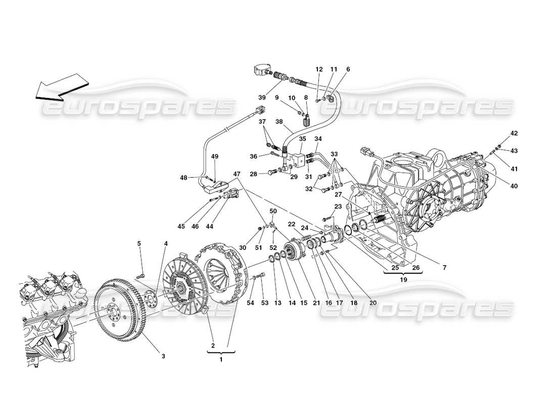 Ferrari 430 Challenge (2006) Clutch and Controls Parts Diagram