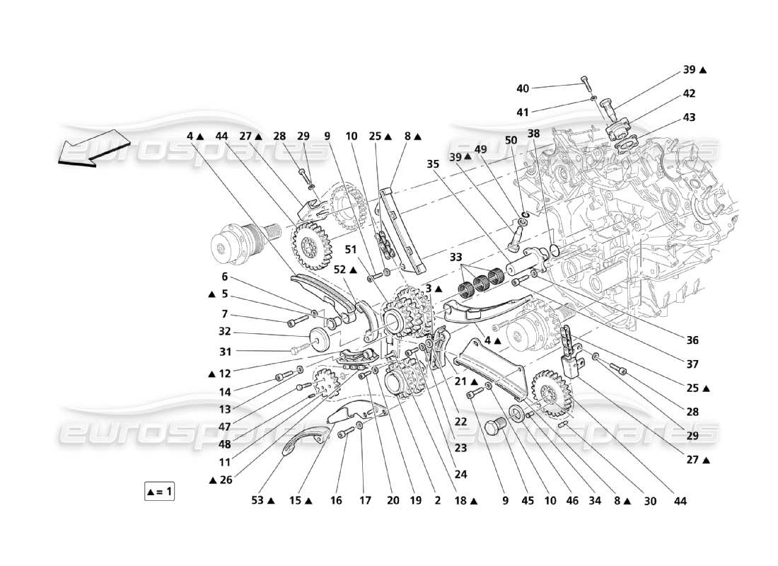 Maserati QTP. (2003) 4.2 timing Parts Diagram