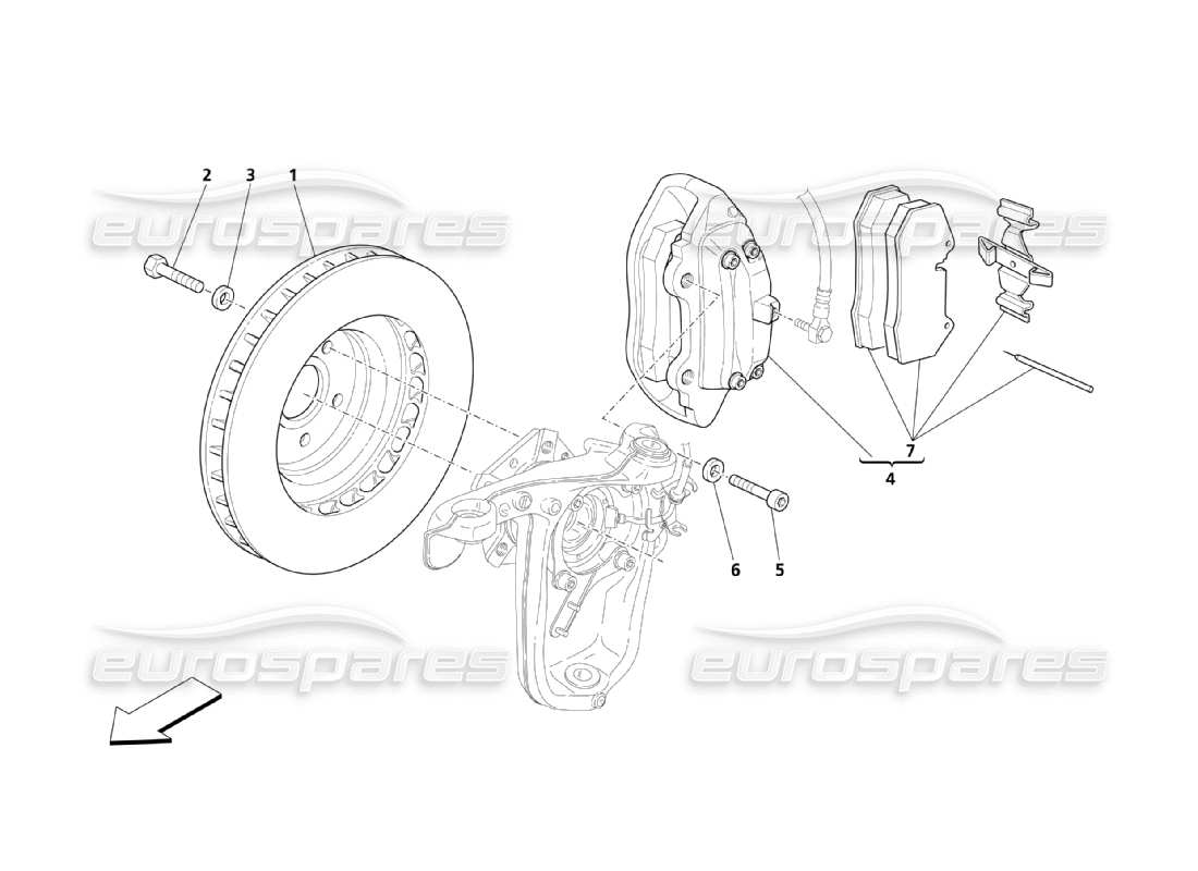 Maserati QTP. (2003) 4.2 Front Wheels Braking Parts Part Diagram