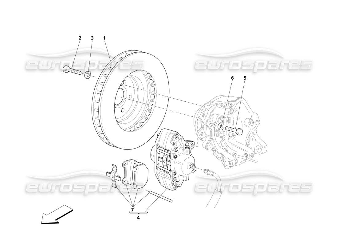 Maserati QTP. (2003) 4.2 Rear Wheels Braking Parts Part Diagram