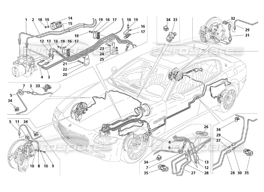 Maserati QTP. (2003) 4.2 PIPING Part Diagram