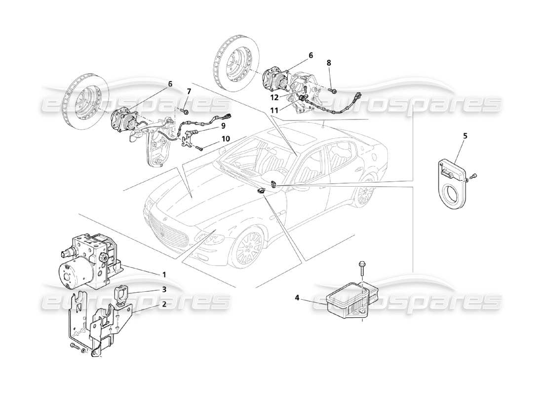 Maserati QTP. (2003) 4.2 braking control systems Part Diagram