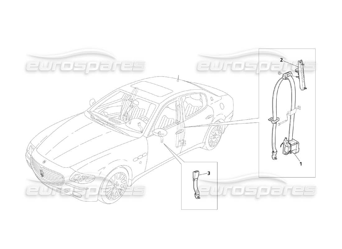 Maserati QTP. (2003) 4.2 Front Safety Belts Parts Diagram