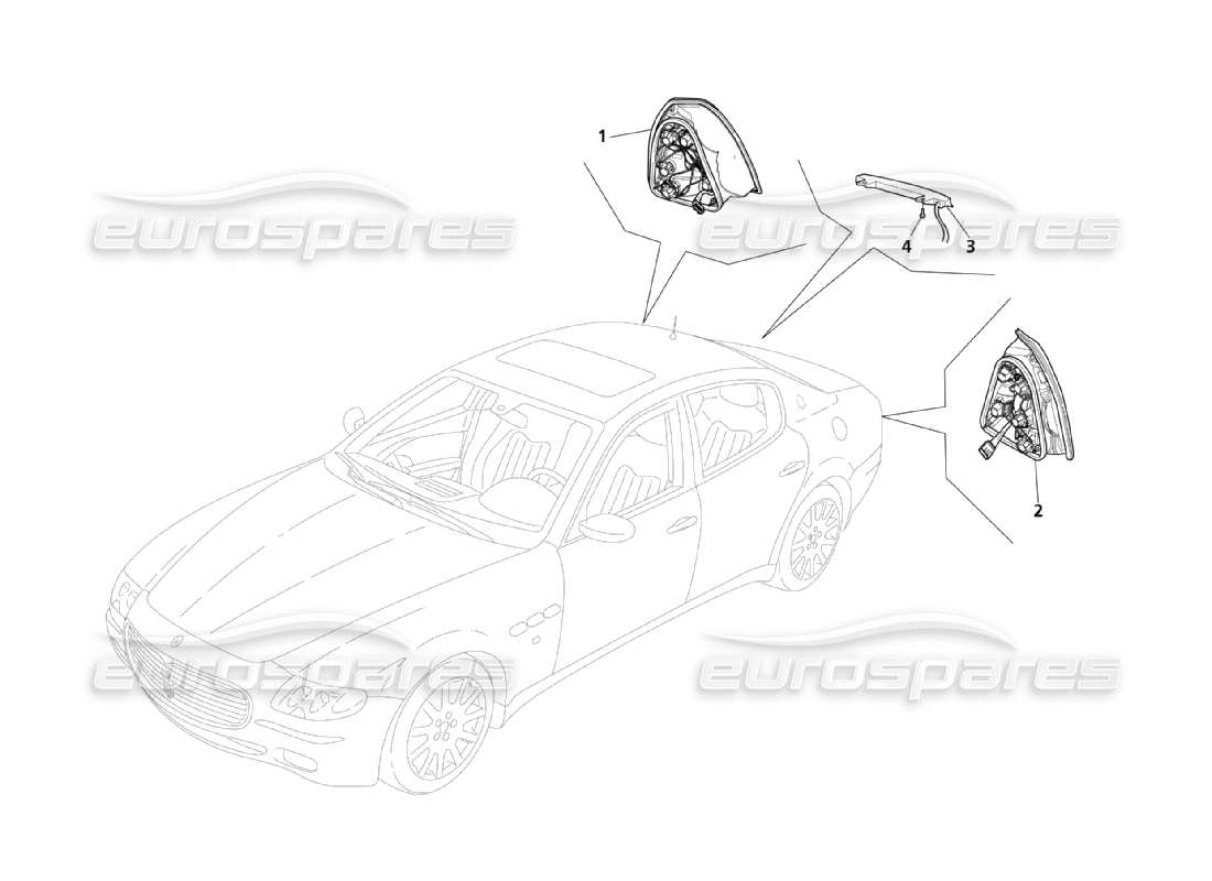 Maserati QTP. (2003) 4.2 Rear Lights Part Diagram
